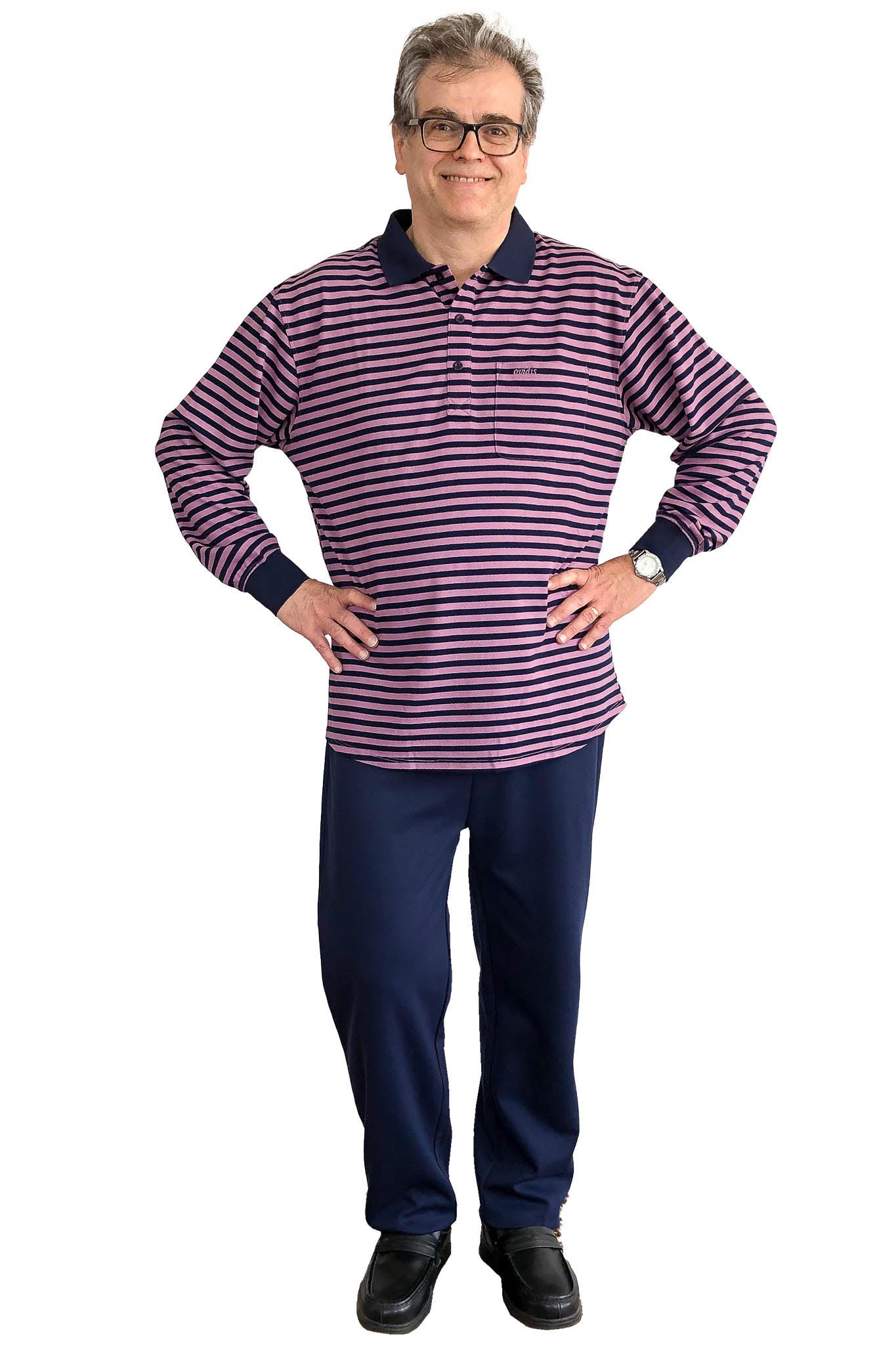 Long-Sleeved Adaptive Polo Shirt - Lucas | Blue