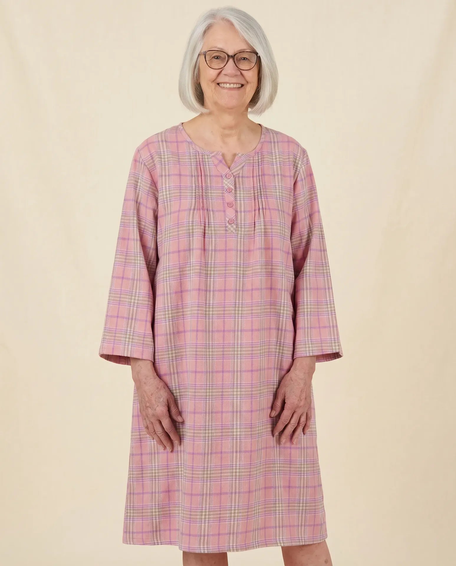 Elsa Nightgown - Flamingo, senior woman, front view