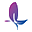 modern purple and blue feather icon, symbolizing adaptive clothing for seniors