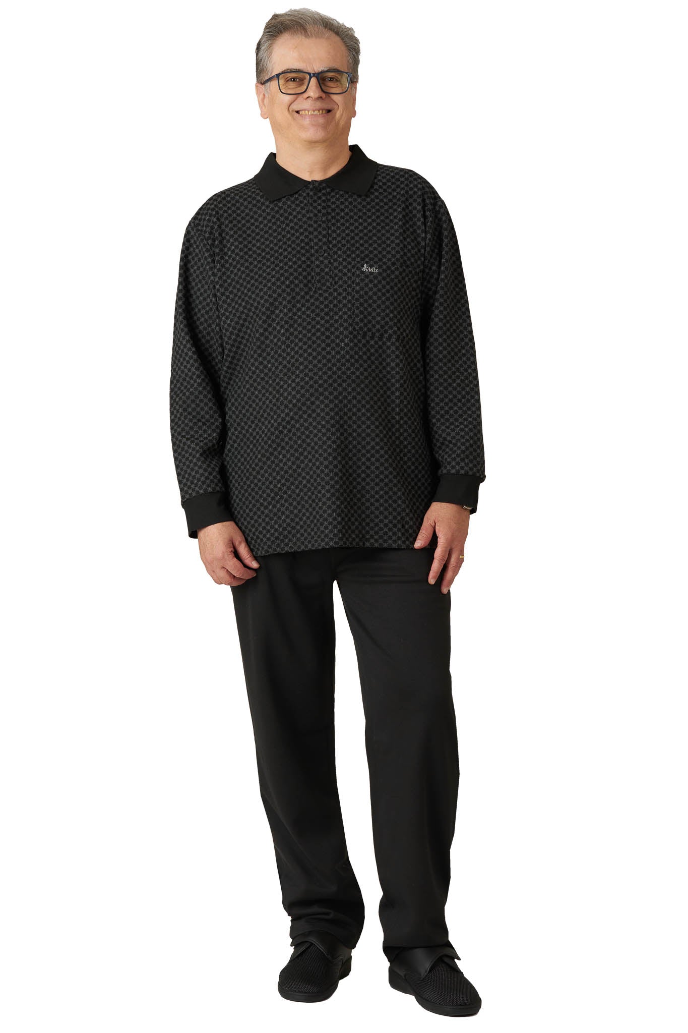 Long-Sleeved Adaptive Polo Shirt - Lucas | Graphite