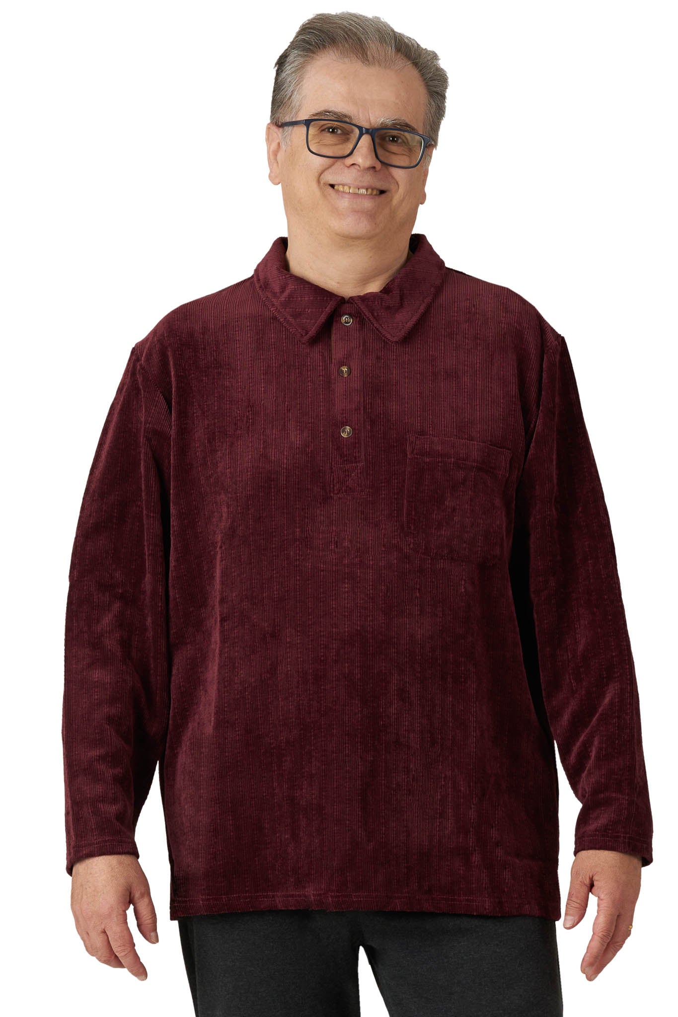 Long-Sleeved Adaptive Polo Shirt - Thomas | Burgundy