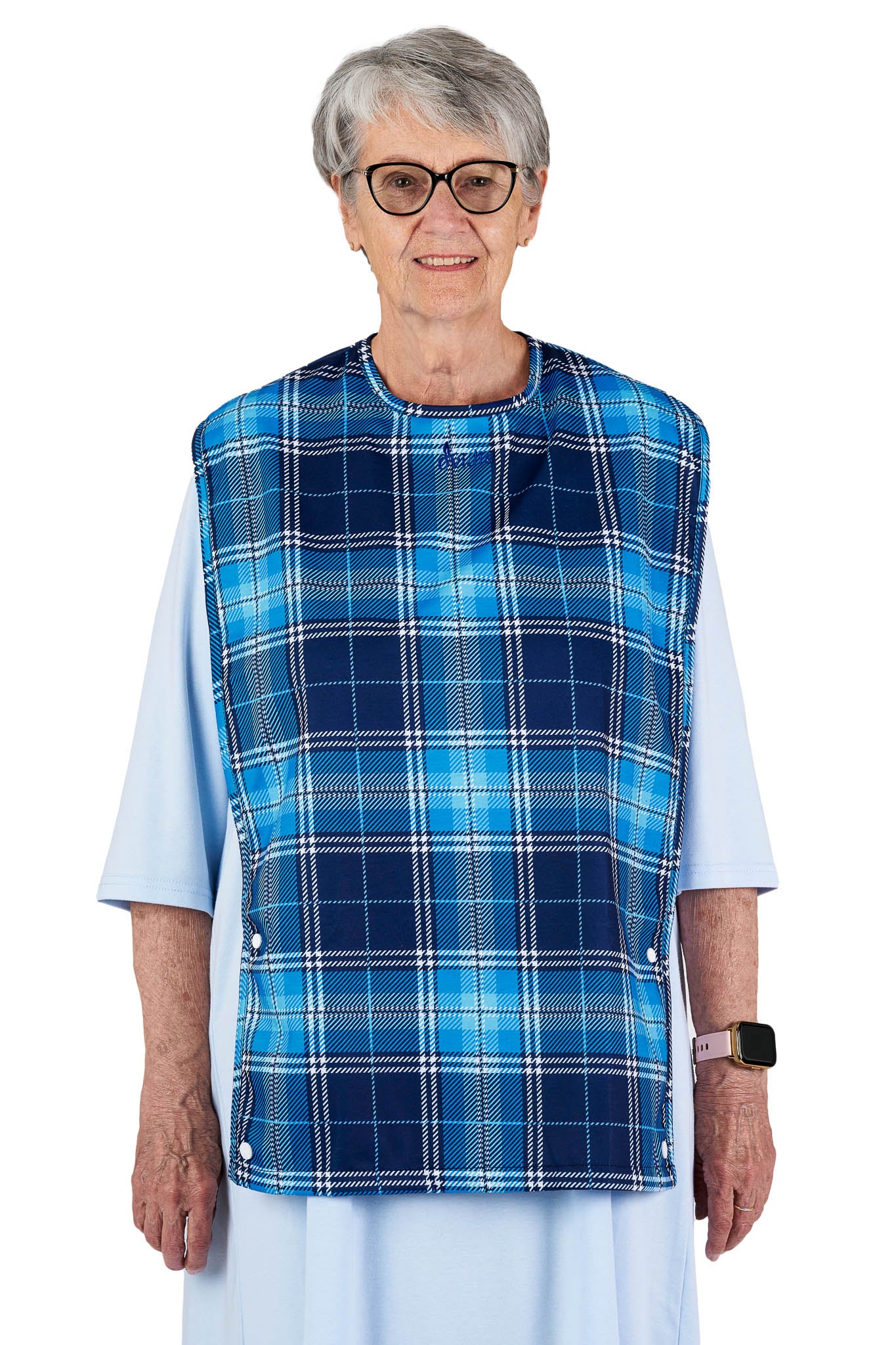 Adult Bib - Sky Blue Plaid