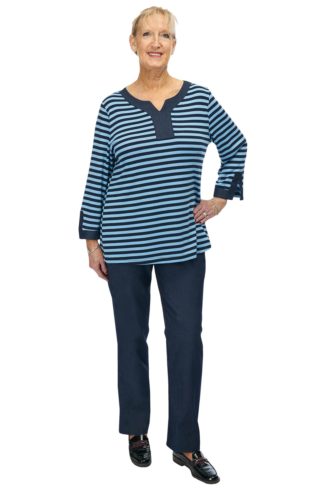 Torie Top - Navy Stripes