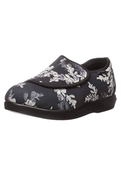 Adjustable Slippers for Women - Black | Floral | Adaptive Shoes by Ovidis