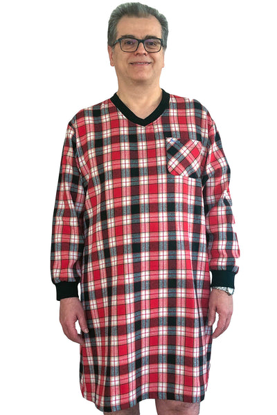 Nightshirt for Men - Red | Joey | Adaptive Clothing by Ovidis