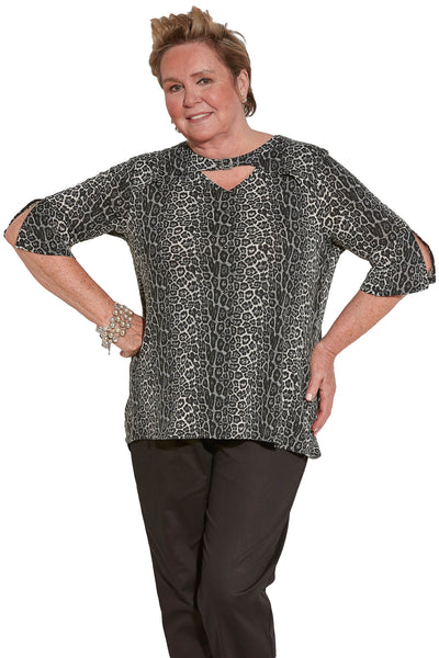 Knit Top for Women - Leopard | Gigi | Adaptive Clothing by Ovidis