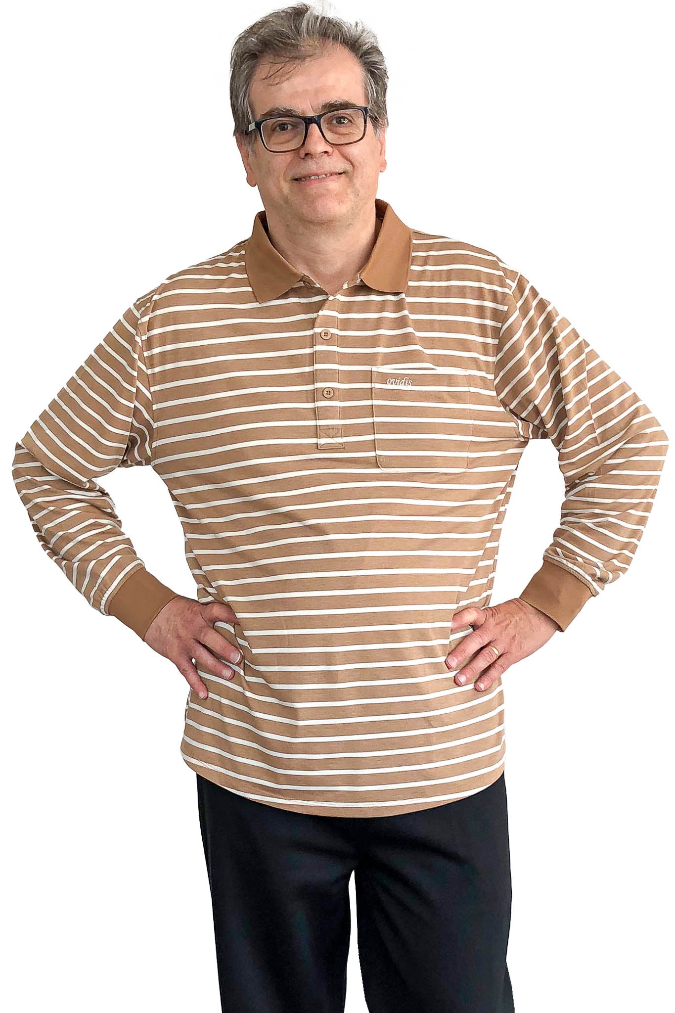 Long-Sleeved Adaptive Polo Shirt - Lucas | Brown