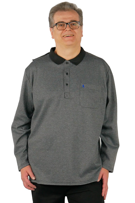 Long-Sleeved Adaptive Polo Shirt - Thomas | Charcoal